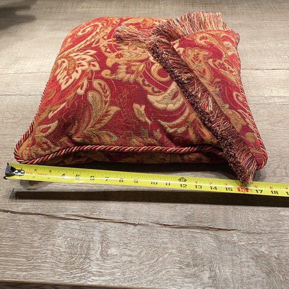 Chenille red, hold and tan accent pillows - Picture 5 of 9
